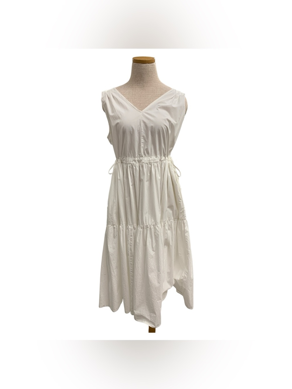 Peppermint White V-Neck Tiered Midi Dress Size Xl